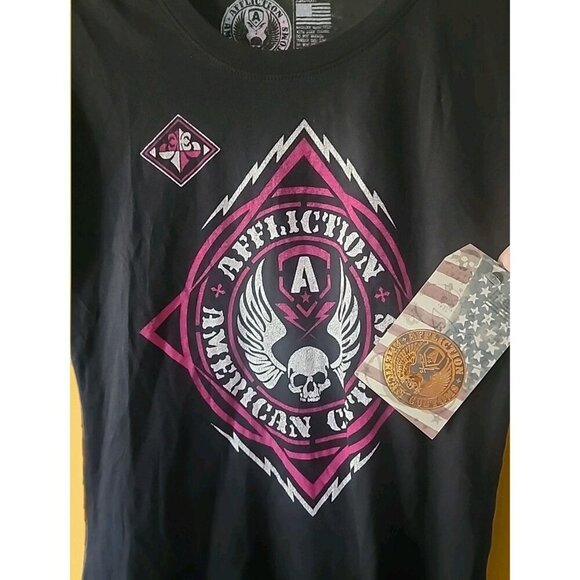 Y2K Affliction Black Lost Souls T-shirt Wings Live Fast Small NWT CR50 New - Picture 1 of 4